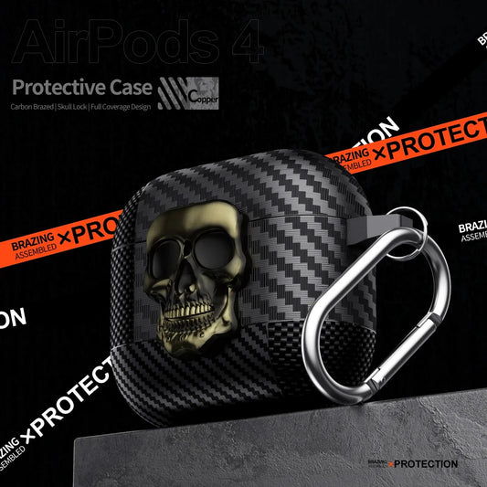 Suit Thug Skull Series Earphone Case for Airpods 4 Headphone Cases for Airpods Pro 2 2Nd 3 2 1 Cover Carbon Fiber Capa with Hook