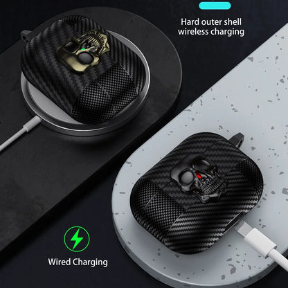 Suit Thug Skull Series Earphone Case for Airpods 4 Headphone Cases for Airpods Pro 2 2Nd 3 2 1 Cover Carbon Fiber Capa with Hook