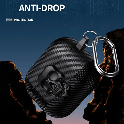 Suit Thug Skull Series Earphone Case for Airpods 4 Headphone Cases for Airpods Pro 2 2Nd 3 2 1 Cover Carbon Fiber Capa with Hook